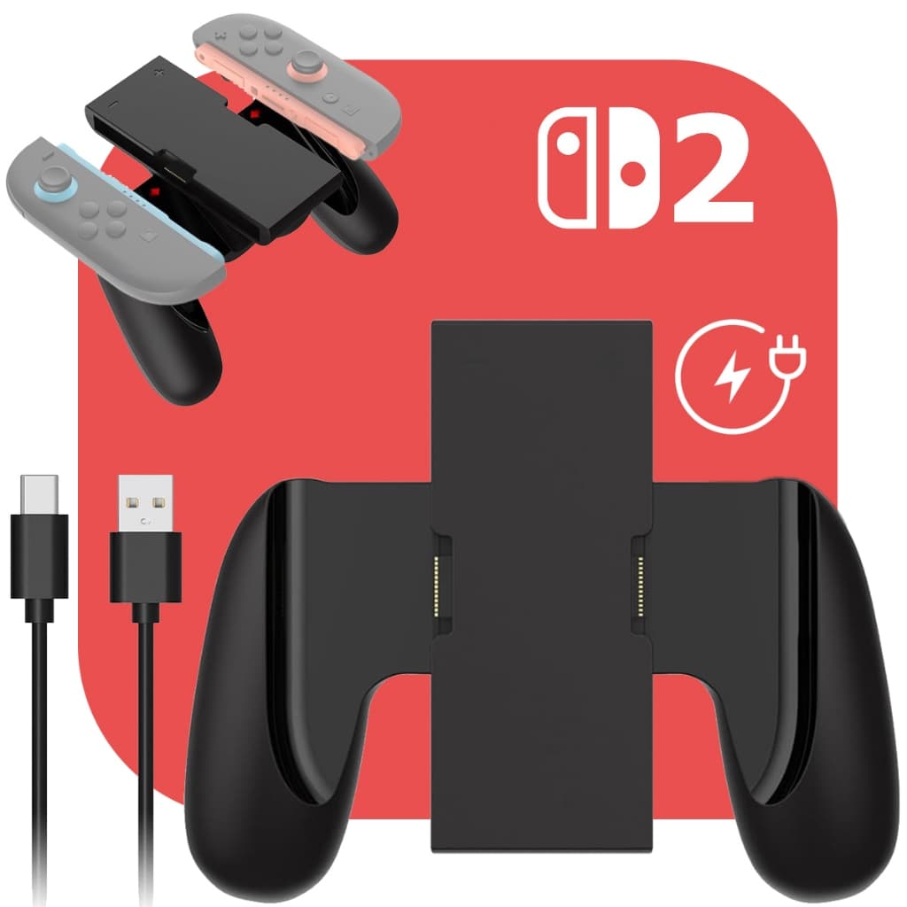 Grip Suporte Carregador Adaptador Controle Manete Compatível Para Joy-con Joy-pad Nintendo Switch 2 Com Ajuste Magnético