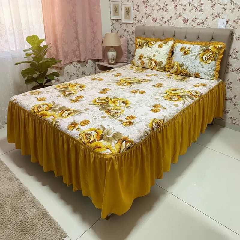 Colcha para Cama de Casal Estampada Linhão Floral