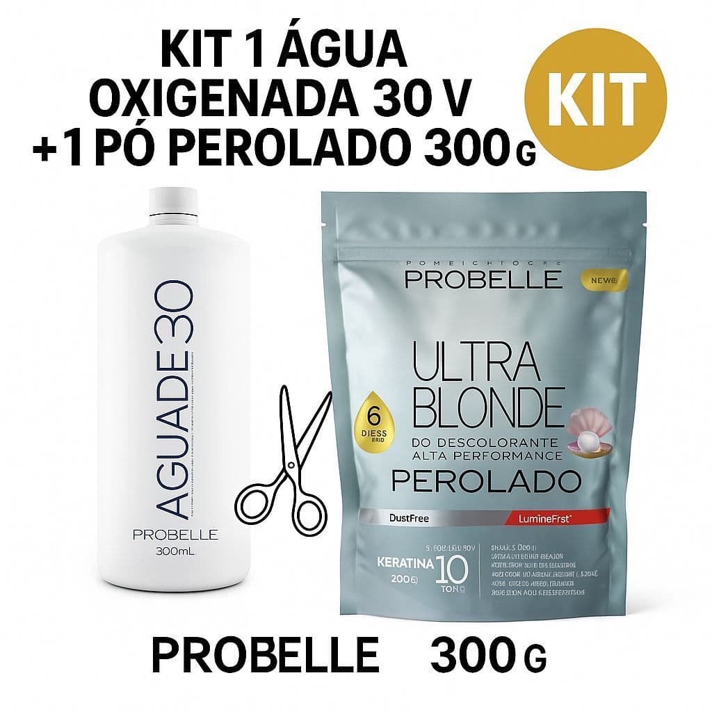 Kit Probelle OX 900ml 30V + Pó Descolorante Perolado 300g