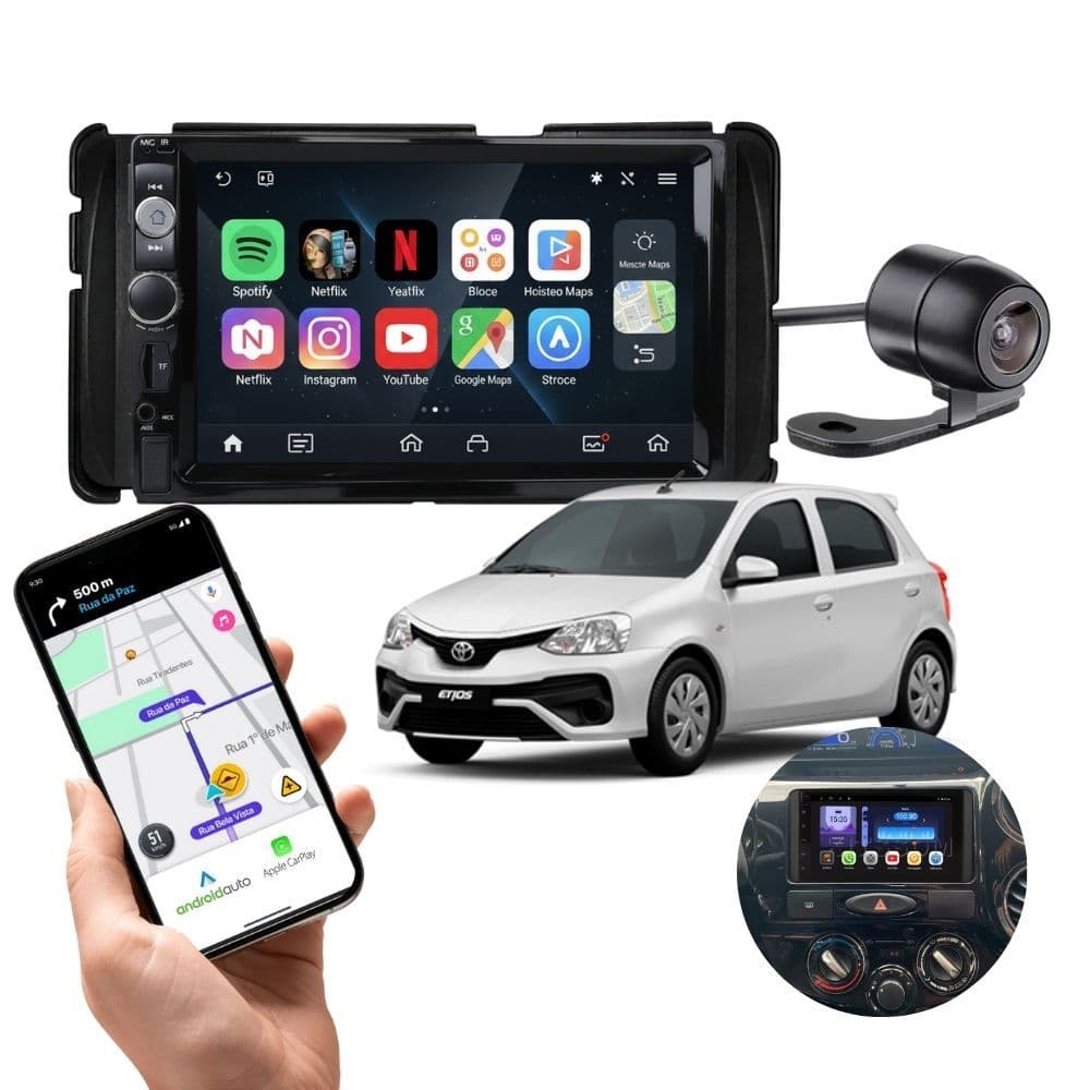 Central Multimidia  + Moldura Toyota Etios + Camera Envio Imediato