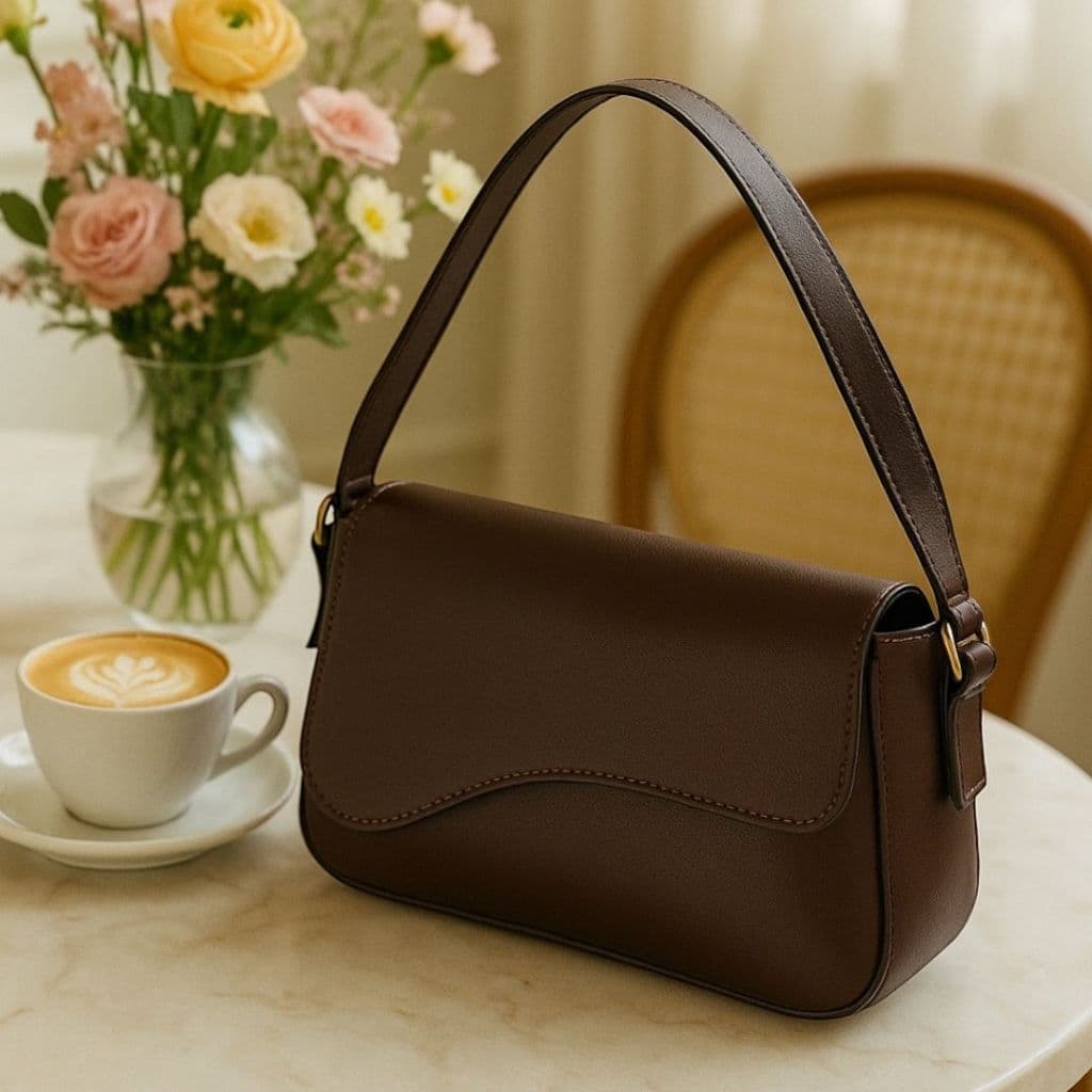 Bolsa Pequena Feminina Baguete de Ombro Com Zíper Interno Basica Elegante