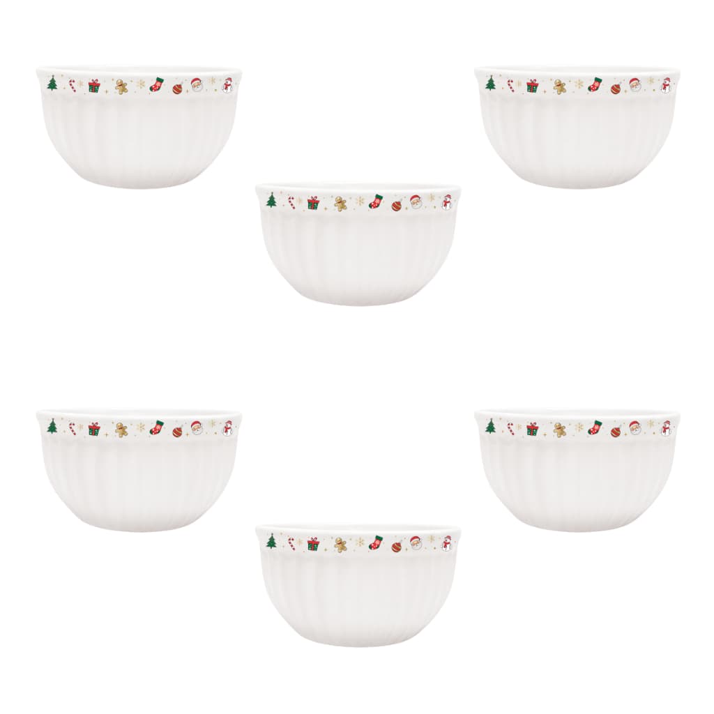 Kit 6 Tigelas Itália Natal Cerâmica 480ml 2° LINHA DEFEITOS Feliz Natal Bowl Cumbuca Sopas Caldos Sobremesas