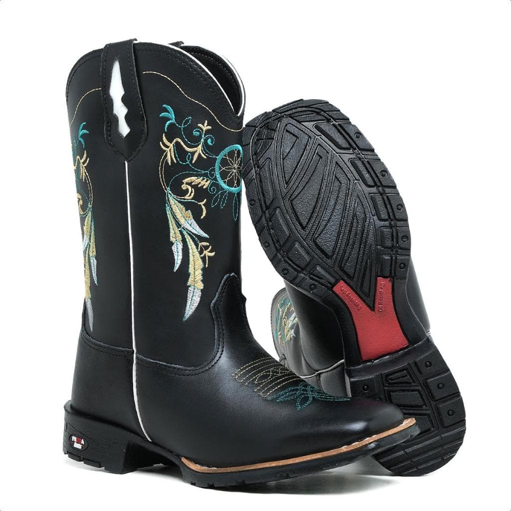 Botina Feminina Texana Bordada Cano Longo Country