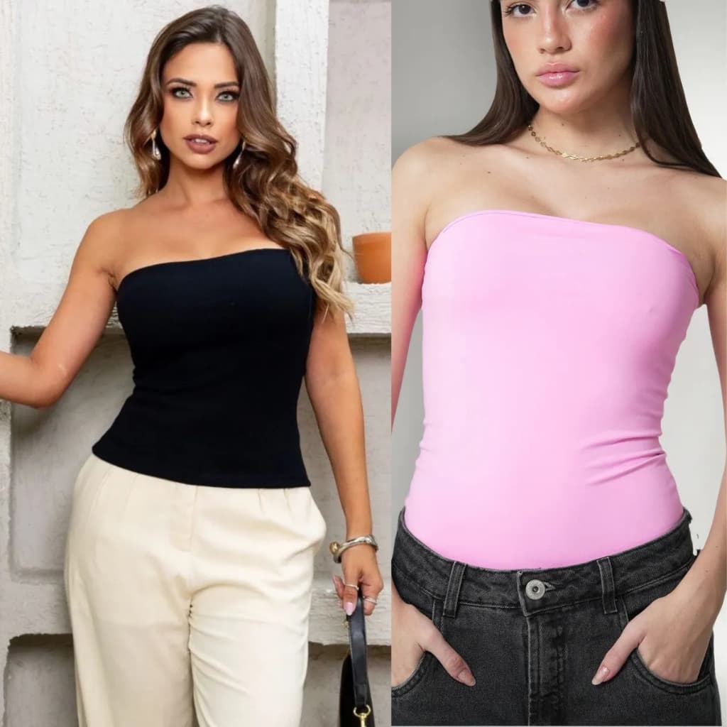 Kit C/ 2 Cropped Tomara Que Caia Top Tube Feminino Blusa Verão