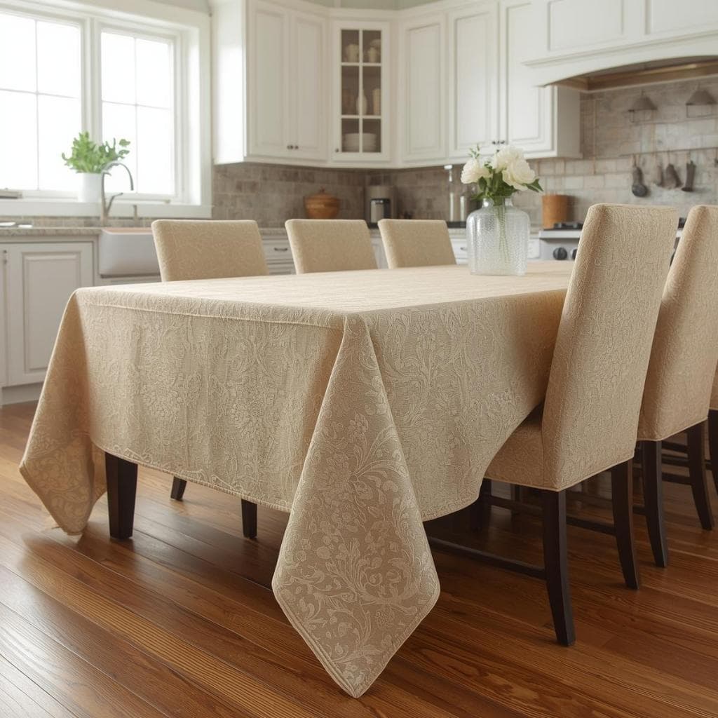 Toalha de Mesa Jacquard 4, 6 e 8 Lugares Ideal Para Decoração de Cozinha