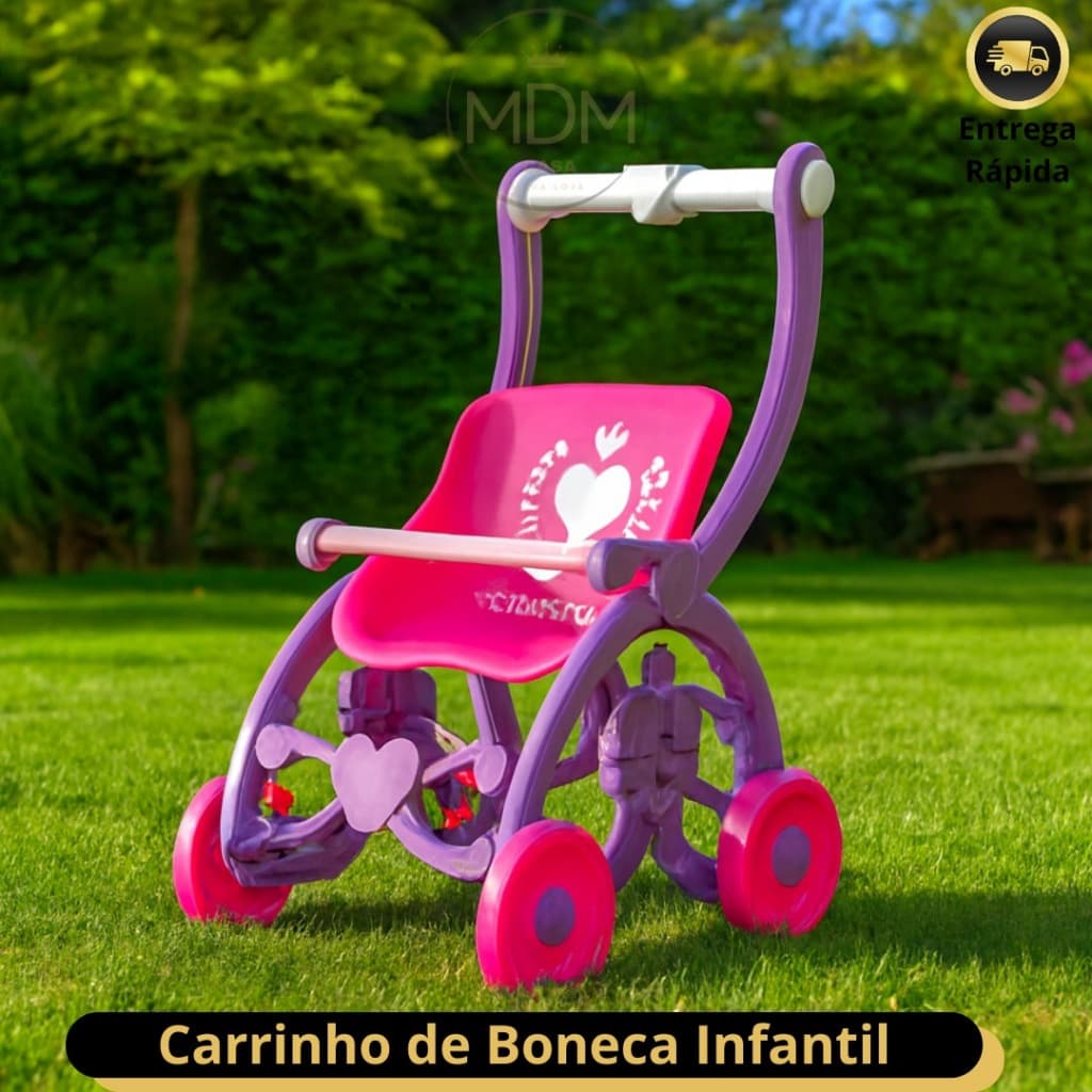 Carrinho De Boneca Brinquedo Infantil Para Criança Passeio Modelo Princesas