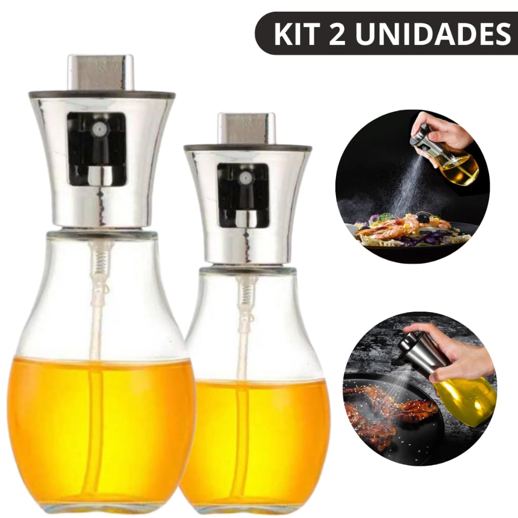 Kit 2 Galheteiro Borrifador Spray de Azeite Vinagre Dispenser Óleo Porta Azeite