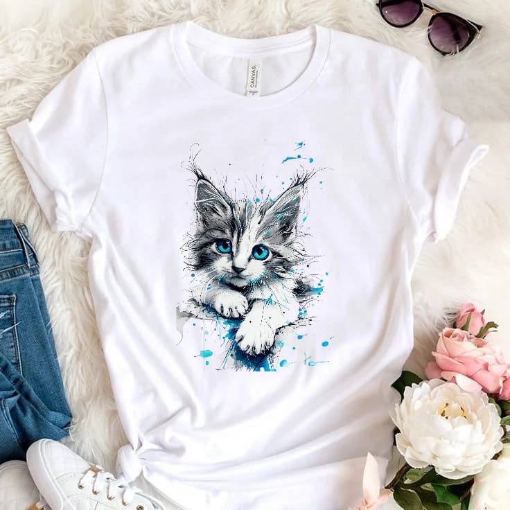 T-shirt  Blusa   Feminina  Em Alta   Camisetinhas  Verão  Confortável  Casual  Estampas Personagens  Tendencia  Moda