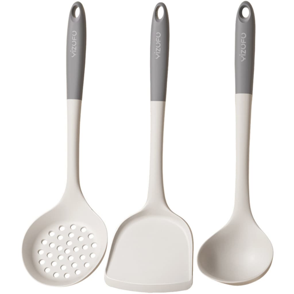 Kit Jogo Utensílios De Silicone Maciço Cozinha 3 Peças 255º