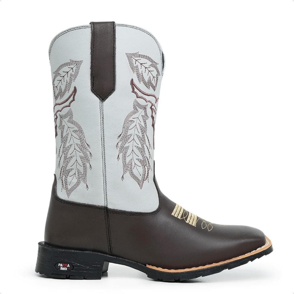 Botina Bordado Boi Country Cano Longo Texana Couro Legitimo