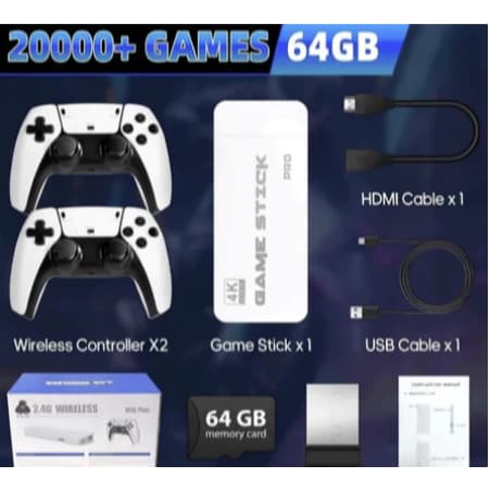 2025 NOVO Vídeo Game Stick M15 Pro 4k 64gb Hdmi Com 2 Controles Se Fio +20mil Jogos_LUIZA