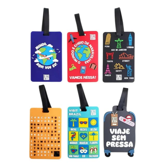 Kit 4 Tag Viagem Identificador de Mala Mochila Bagagem Resistentes