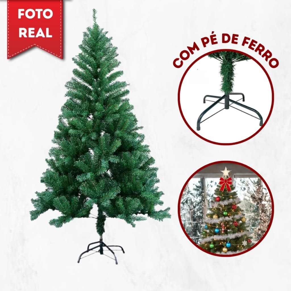 Árvore de Natal Real 1,80m 320 Galhos - Pinheiro Verde Tradicional para Decoração de Natal