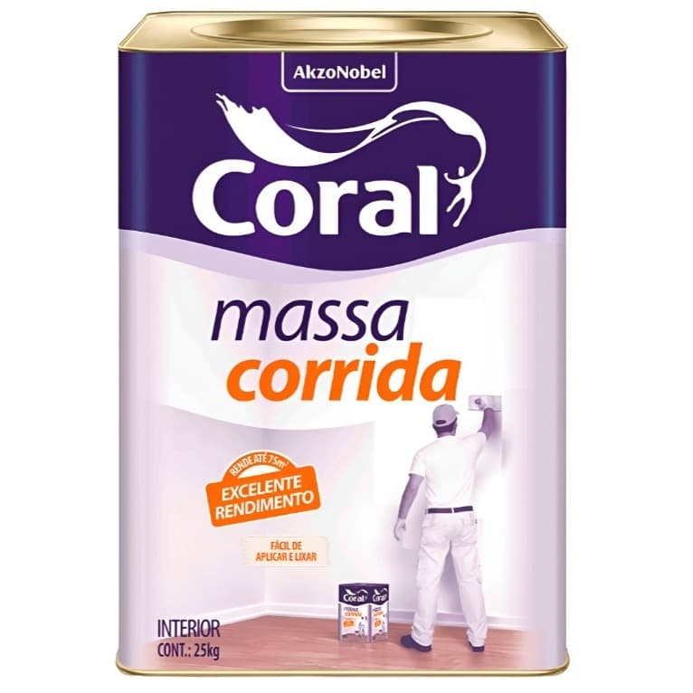 Massa Corrida Pva 25 Kg Acabamentos Para Interiores Coral