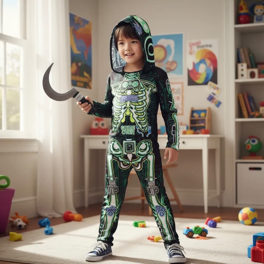 Macacão Esqueleto Eletric Infantil Halloween Terror Festa Temática Dia das Crianças Envio Imediato