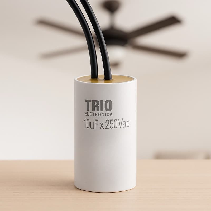 Capacitor 10uf 250 permanente 2 fios para ventilador teto 127V (12-12)