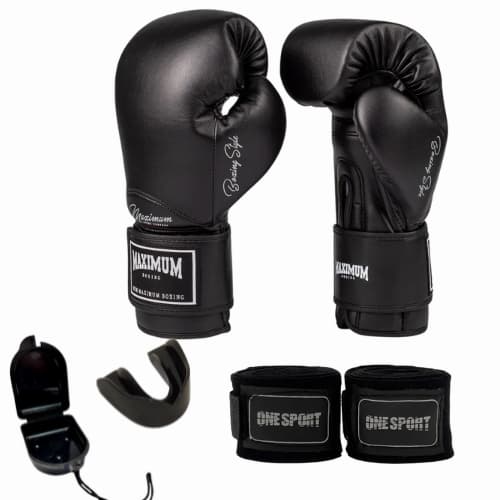 Kit Profissional Boxe / Muay Thai - Luva Maximum 12oz ou 14oz + Bandagem 3m + Protetor Bucal