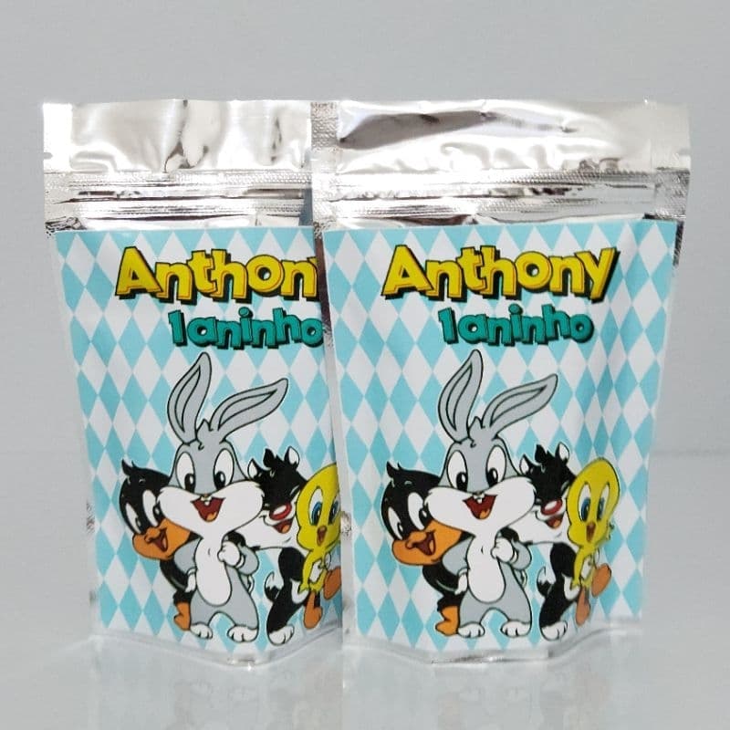 SAQUINHO METALIZADO BABY LOONEY TUNES LEMBRANCINHA PERSONALIZADA PARA FESTA INFANTIL ANIVERSÁRIO
