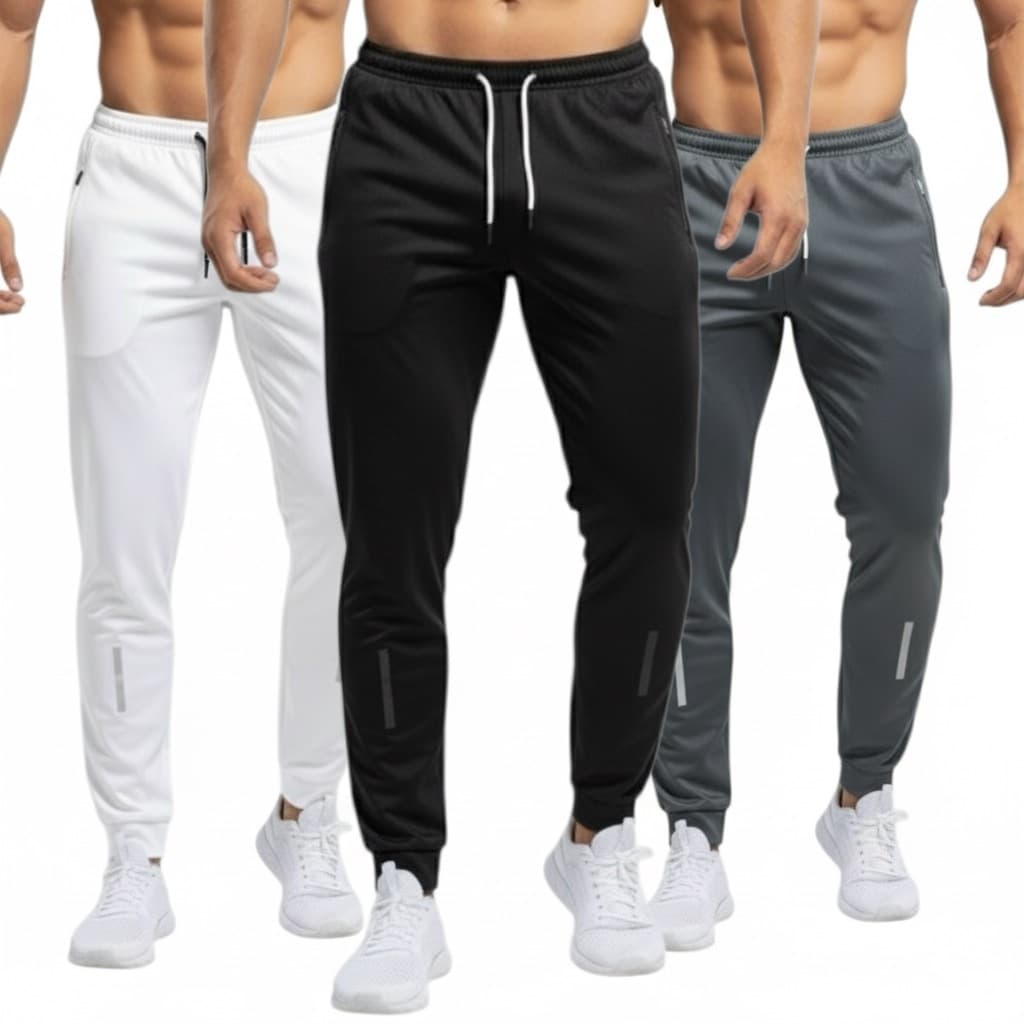 Kit 03 Calças Jogger Básicas e Lisas - Sem Logo - Preta - Branca - Cinza