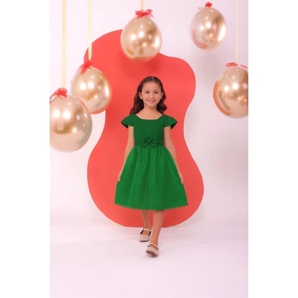 Vestido Liz Infantil Menina Final de ano Glitter Brilho Roupa de Natal Ano Novo Roupa de Festa Kids