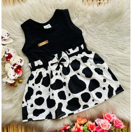 Vestido Bebê Estampa Vaquinha – Fofo, Confortável e Cheio de Charme / Tamanho Únic