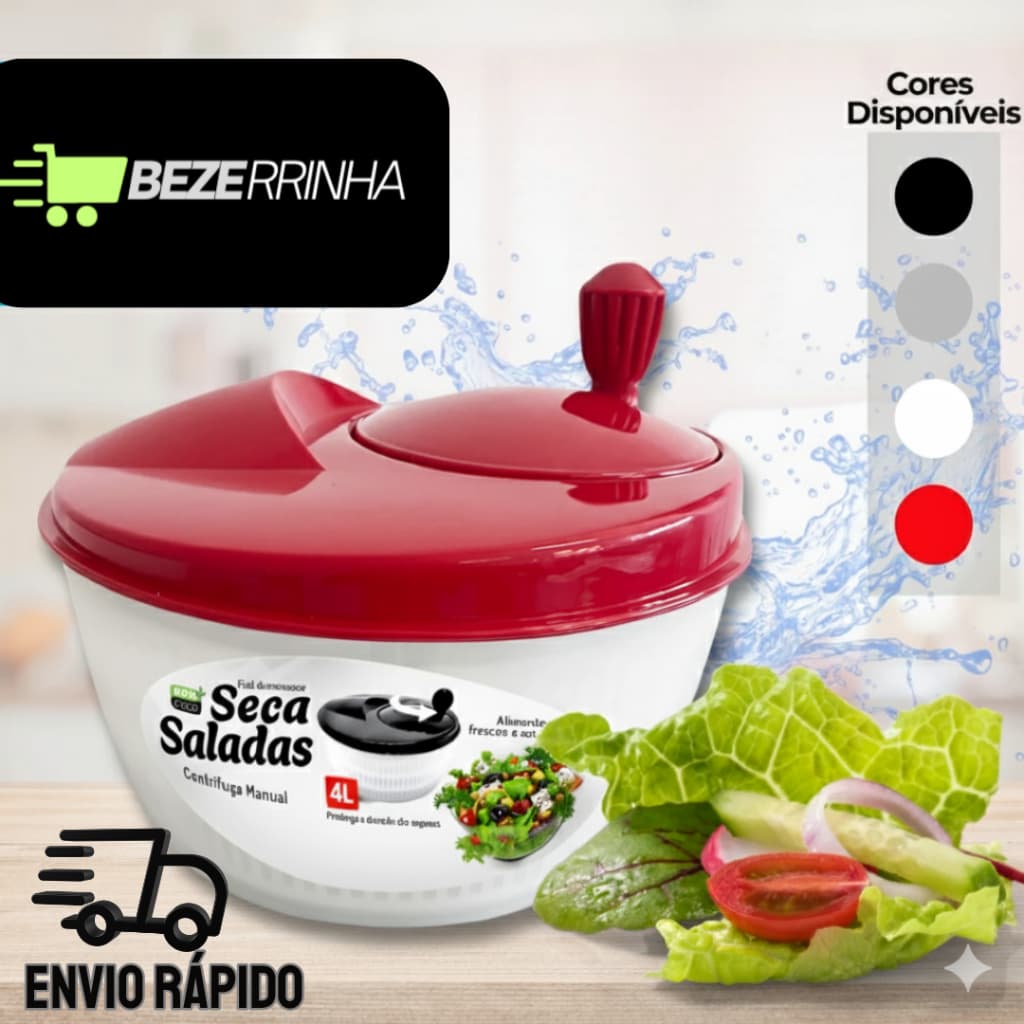 Secadora de Saladas Manual 4 Litros -  - SECA FOLHA - SECADOR DE ALFACE - SECA SALADA - CENTRIFUGA DE SALADA