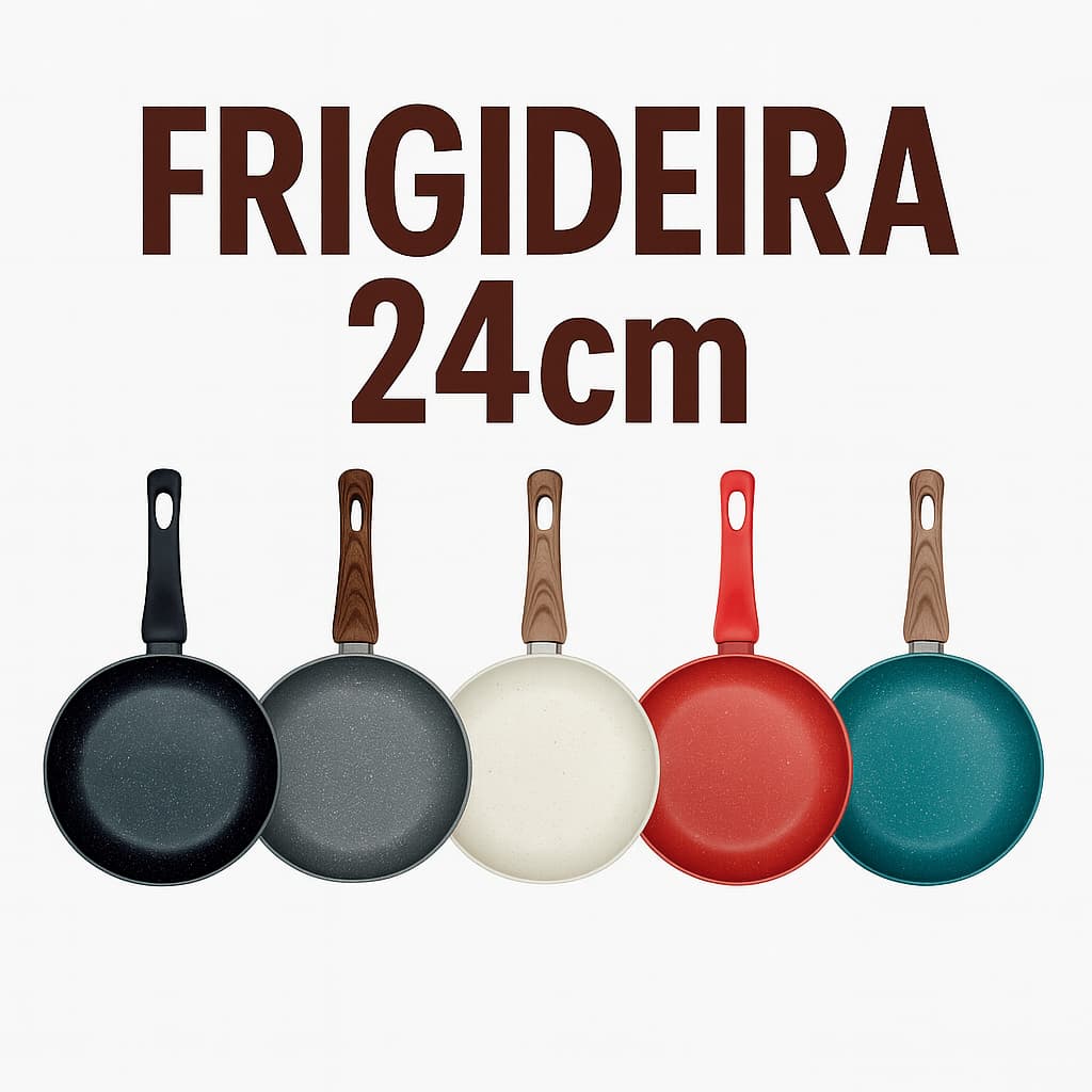 Frigideira Cerâmica 24 CM Sem Óleo Cozinha Fit Indução Gás Cooktop