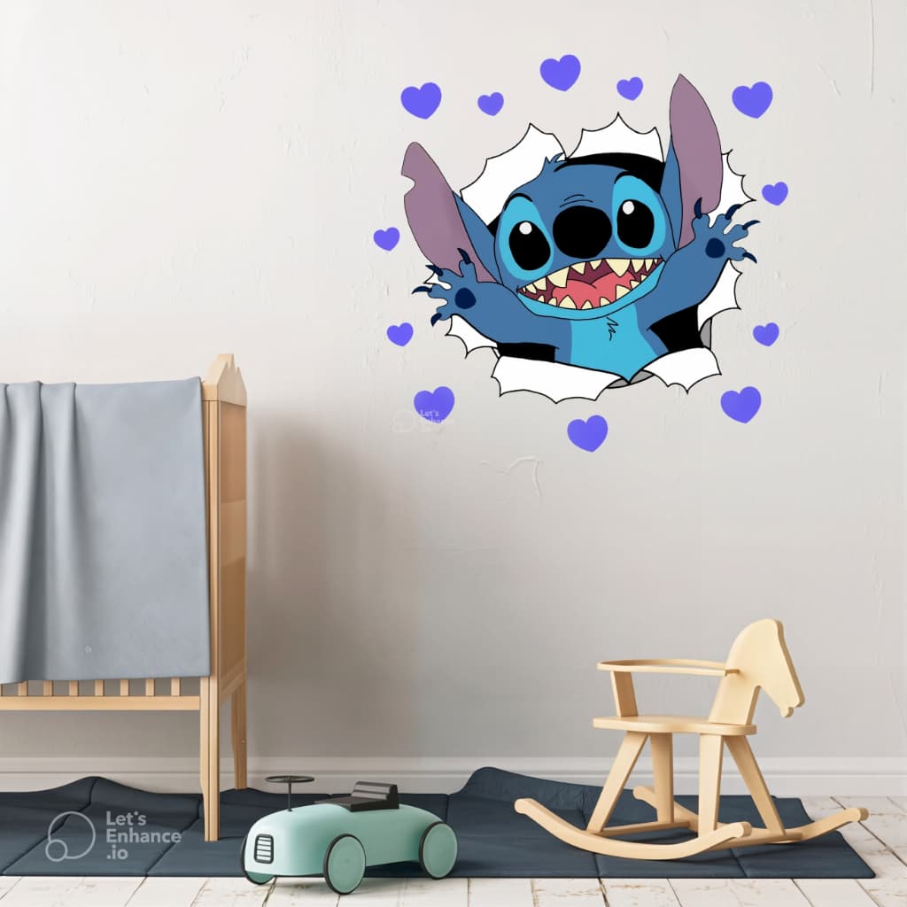 Adesivo Autocolante Parede Stitch Azul Disney Desenho Decoração Infantil