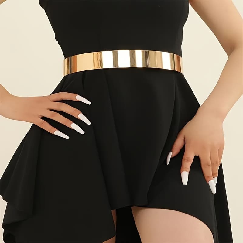 Cinto Feminino Metálico Dourado Ajustável Elegante Para Vestido Festa Moda Luxo Corrente de Cintura Brilhante