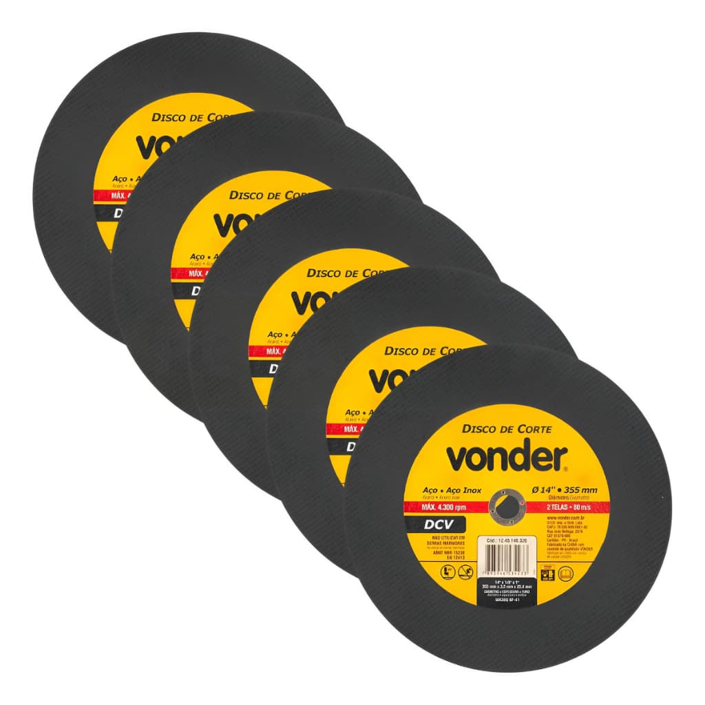 Kit 5 Disco De Corte Para Metal 14 Polegadas Dcv - Vonder