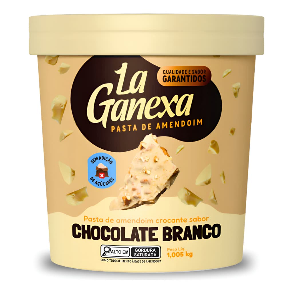 Pasta Amendoim Integral Gourmet La Ganexa Chocolate Branco Crocante ZERO AÇUCAR