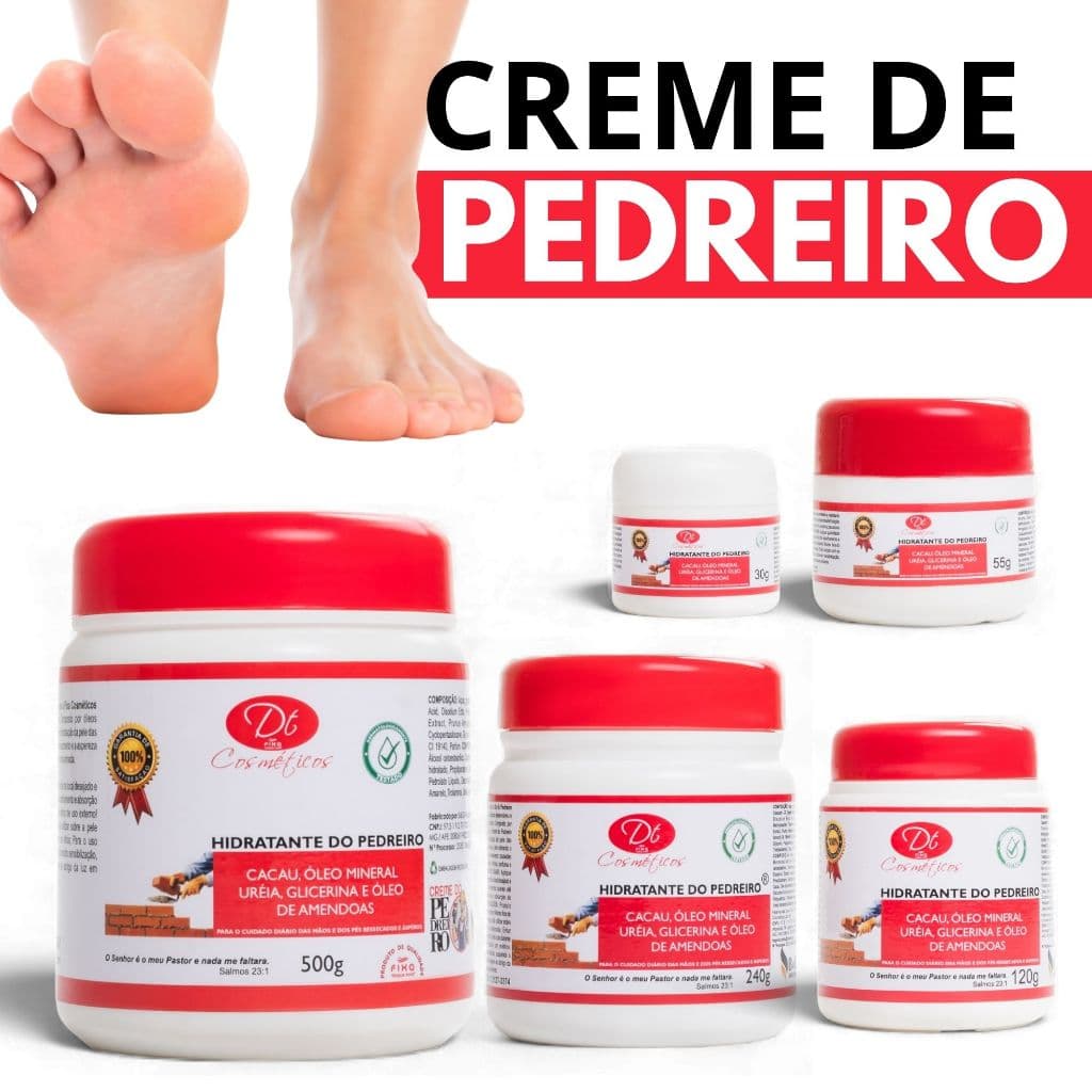 Creme De Ureia Hidratante De Pedreiro 500g Para Pés Rachados Ressecados Vários Tamanhos