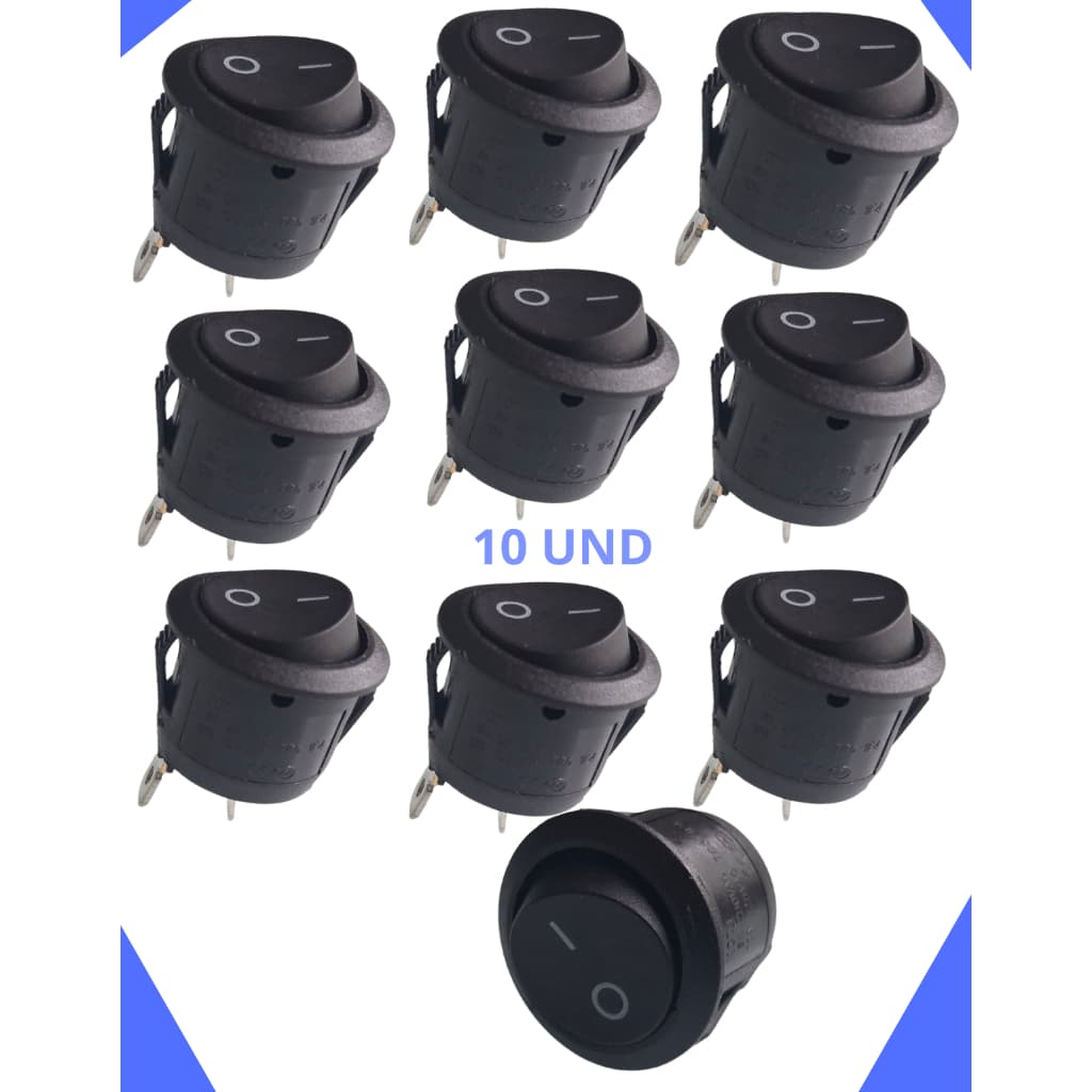 KIT 10 Botão Liga Desliga Interruptor Redondo Chave Gangorra tic tac botao on/off 2 polos liga/desliga pequeno eletricos