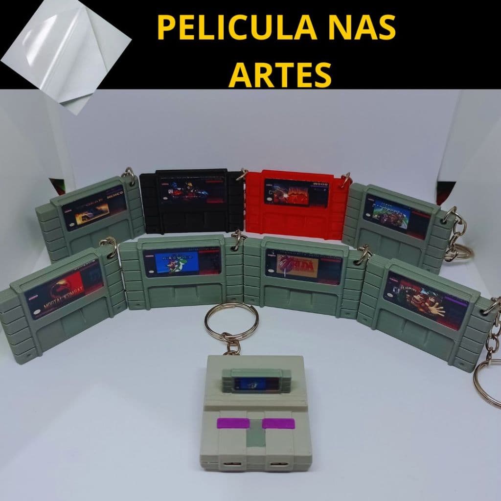 KIT 3 ou 5 CHAVEIROS CARTUCHOS RETRÔ SUPER NINTENDO SNES 3D – ESCOLHA 3 OU 5 CARTUCHOS SNES