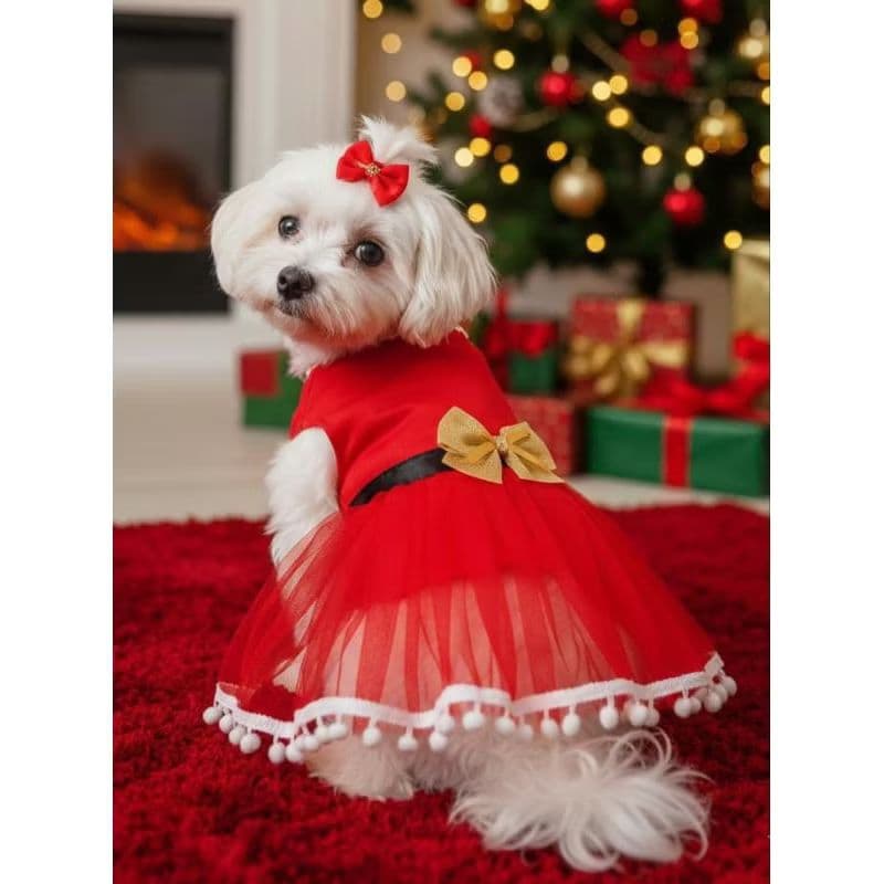 Vestido pet Natal mamãe Noel/Roupas para cães e gatos Natalina