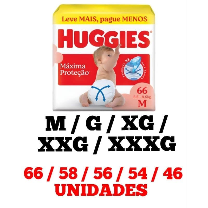 Fralda Huggies Máxima Proteção M / G / XG / XXG / XXXG 1 Pacote