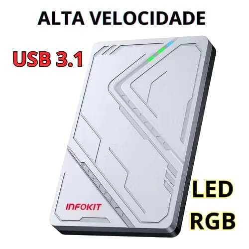 Case Externo para HD de 2,5 polegadas Interface USB 3.1