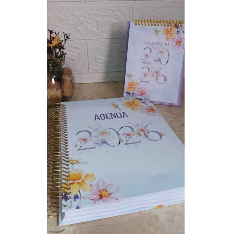 Kit agenda 2027 floral, agenda e calendário 2027,agenda 2027 floral lilas, roxa