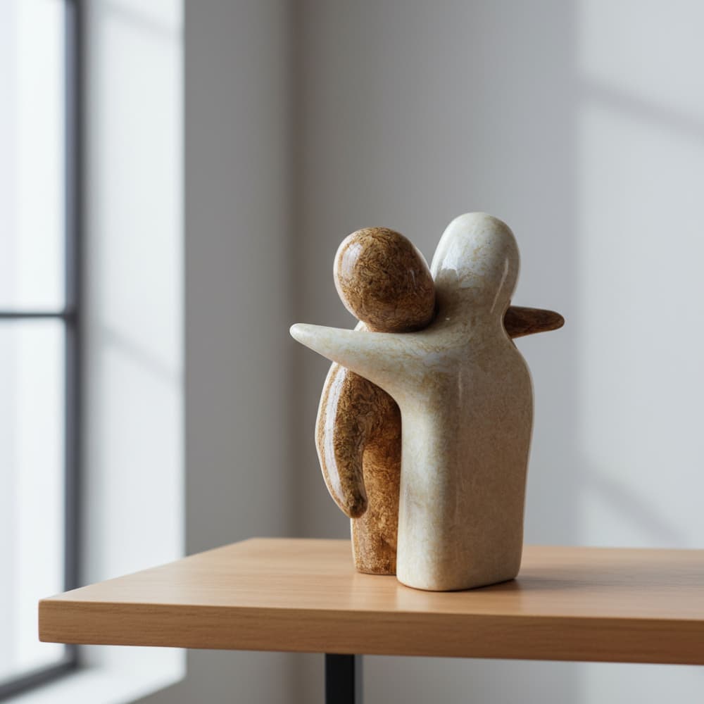 Estatueta Decorativa Casal Saudade Amigos Enfeite Rack Sala Escritório