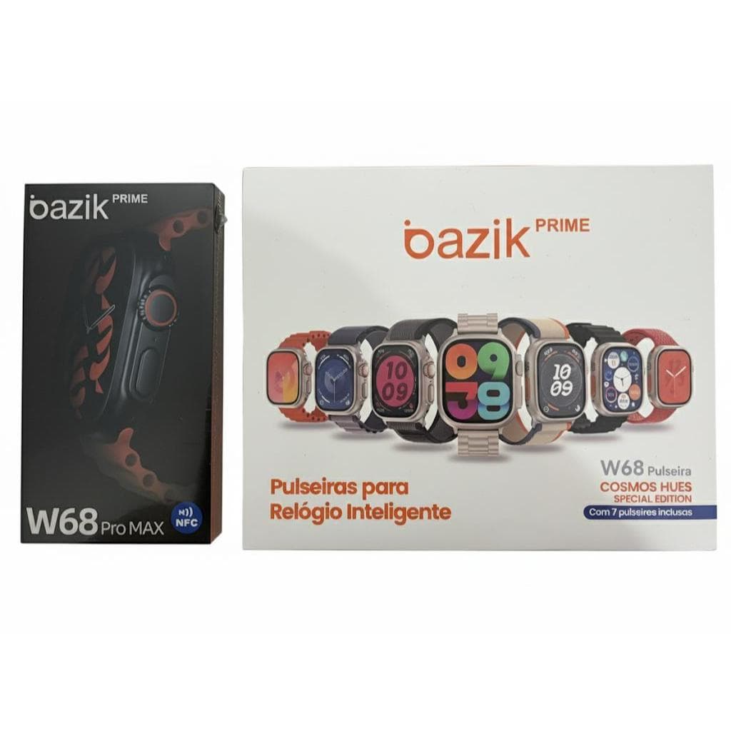 Relógio Inteligente Smartwatch Bazik W68 Ultra Plus NFC 49mm C/ 7 Pulseiras e Case Lançamento Original 2025