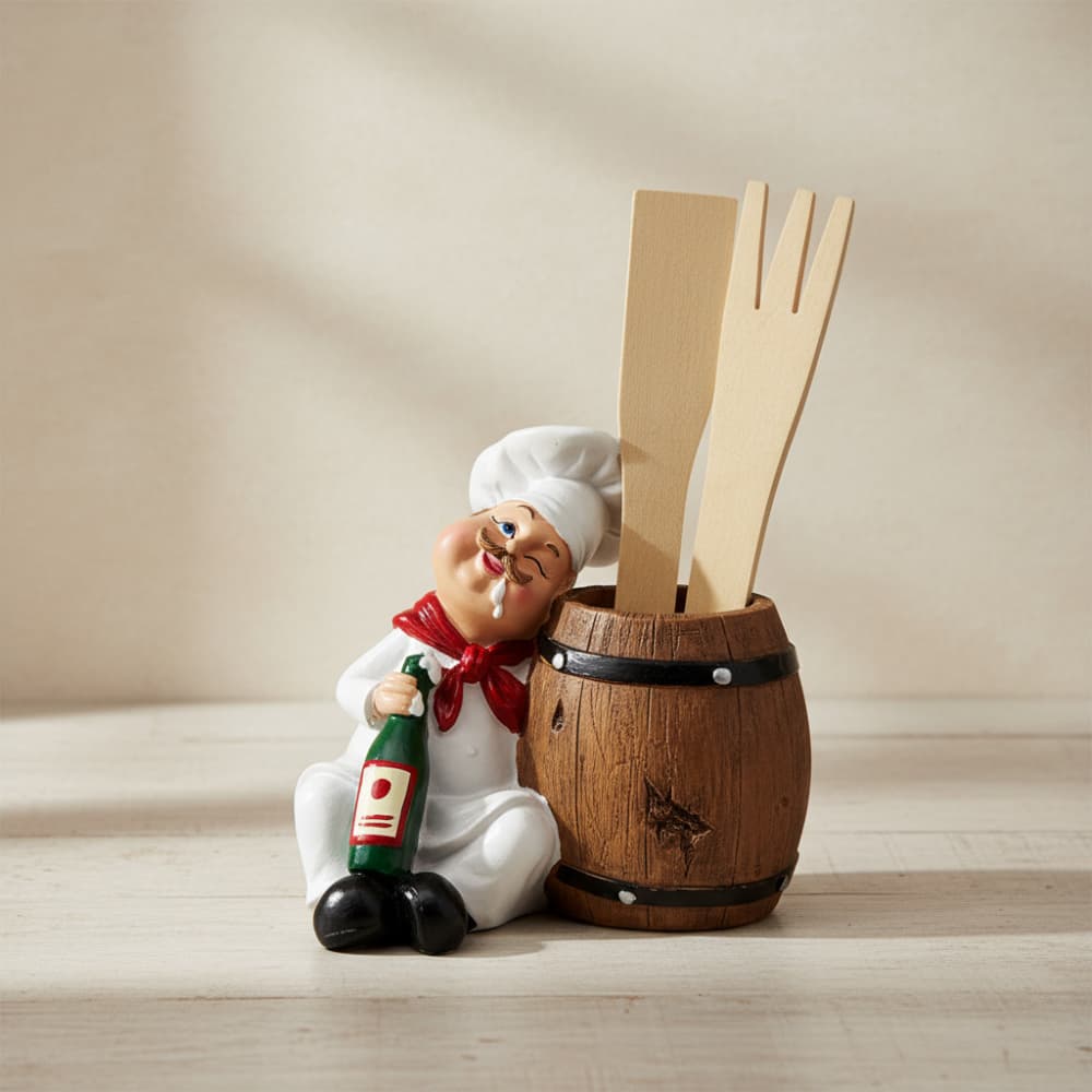 Cozinheiro Barril Porta Talher Enfeite Decoração Cozinha
