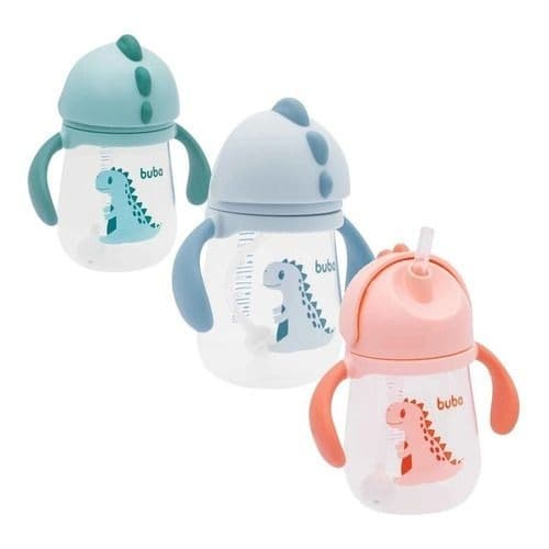 Copo Transição Buba com Alça Canudo Silicone E Válvula Dino