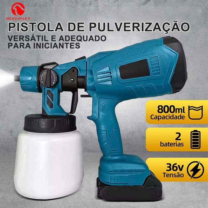 Pulverizador Elétrico HVLP 550W com 3 Bicos e Copo 800ml para Pintura de Madeira e Parede MEGGAFLEX