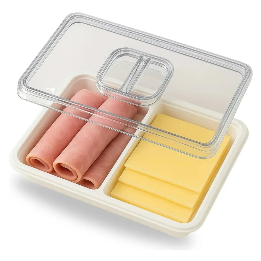 Porta Frios Organizador Geladeira Duplo Presunto Queijo - Branco - POTE PARA FRIOS - PORTA QUEIJO - PORTA MUSSARELA -