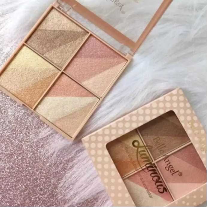 Paleta Sombra Bronzer e Iluminador e Luminous - 4 Tons Degradê, Fixação 12h, Textura Matte