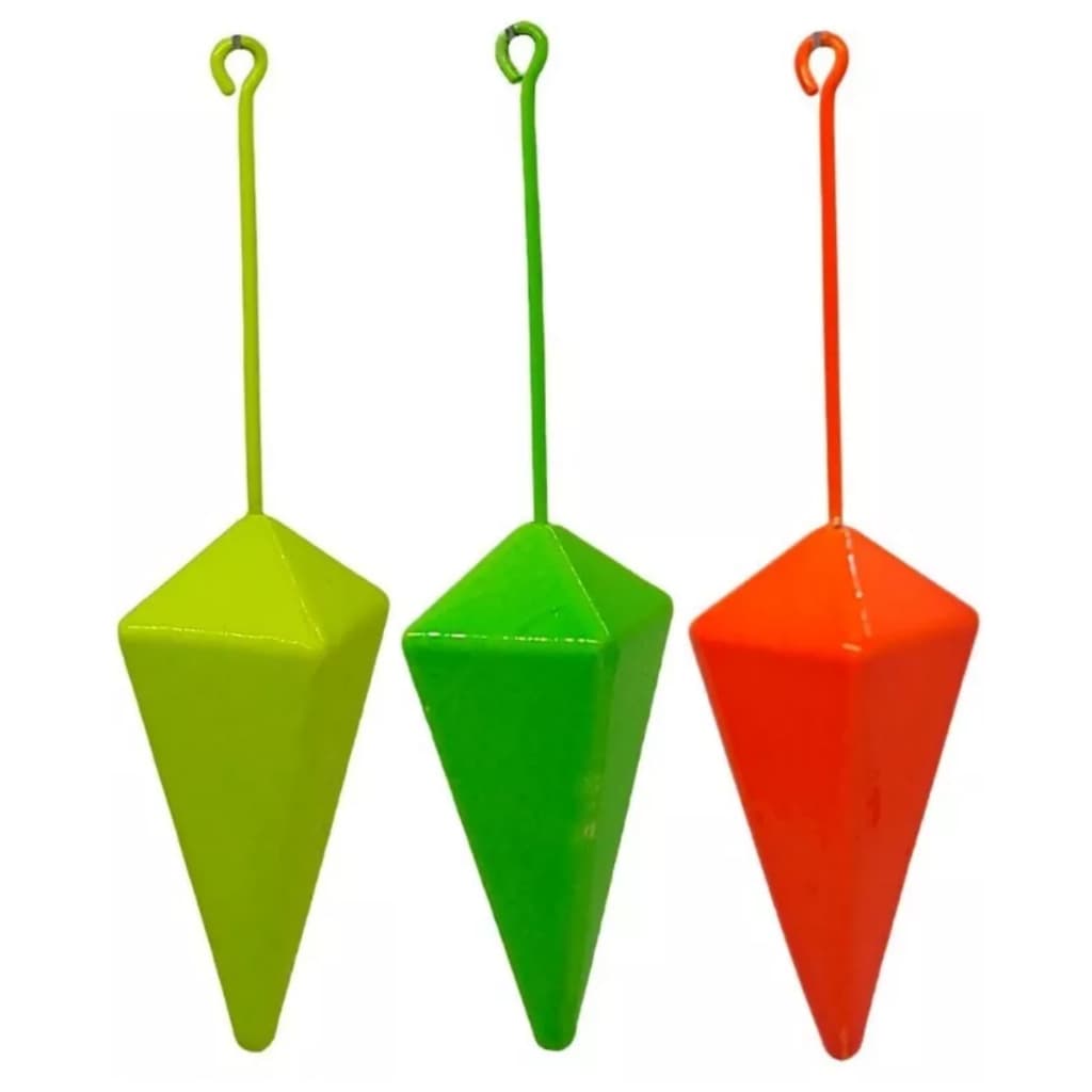 Kit 3 Chumbo Capela com Haste para Pesca de Praia Costão Chumbada Colorida Cometa Torpedo