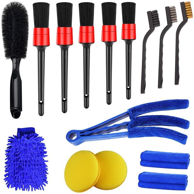 Kit 15 Peças de Escovas de Limpeza de Carro Luvas de Lavagem de Carro