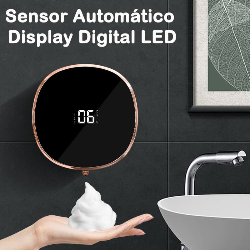 Dispensador Automático Inteligente de Sabão Montado Na Parede Sem Furos USB Recarregável 280ML