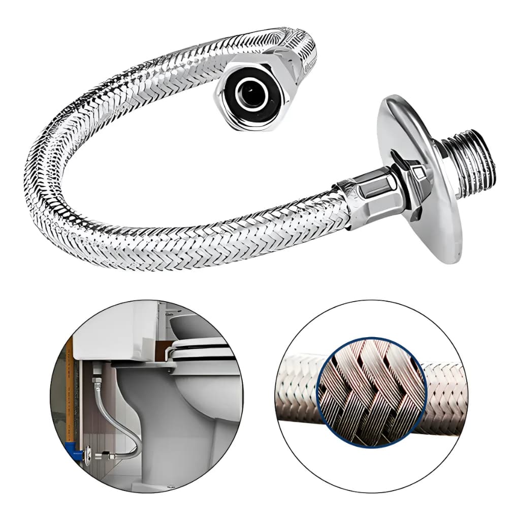 Engate Flexível Trançado Inox 60cm Torneira Alta Pressão Resistência à Corrosão