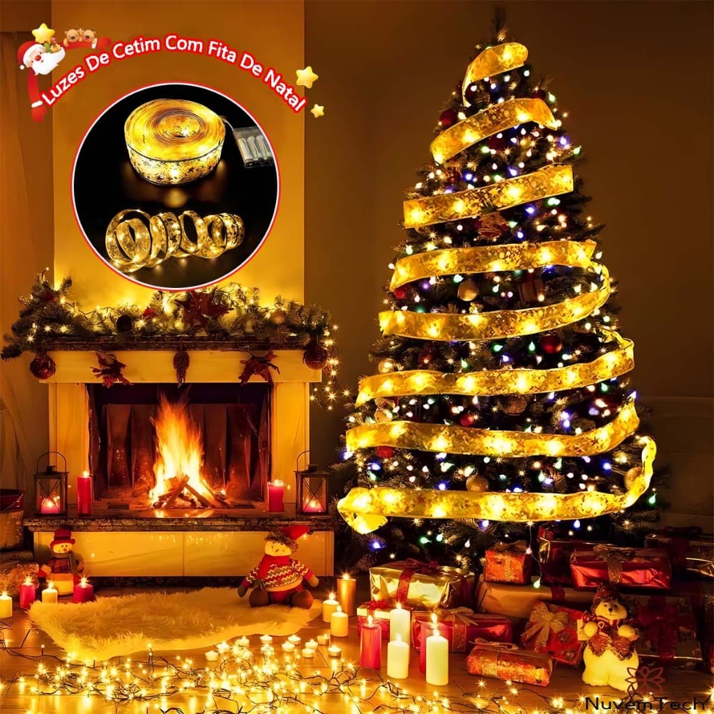 Decoração De Luzes De Fita De Natal Com fio De Cobre Branco LED-2M/6M/10M
